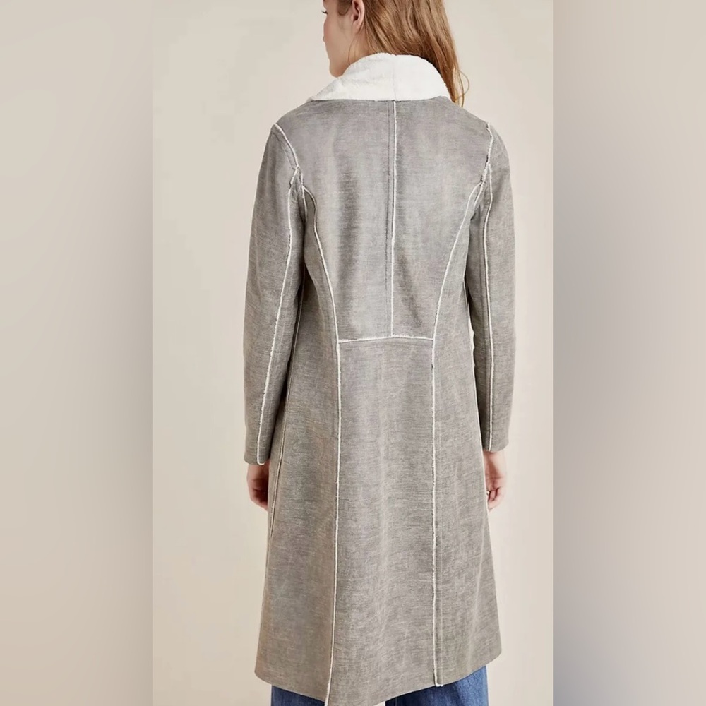 AMADI Camilla Gray Faux Suede Sherpa Duster Jacket - XS - Picture 2 of 11